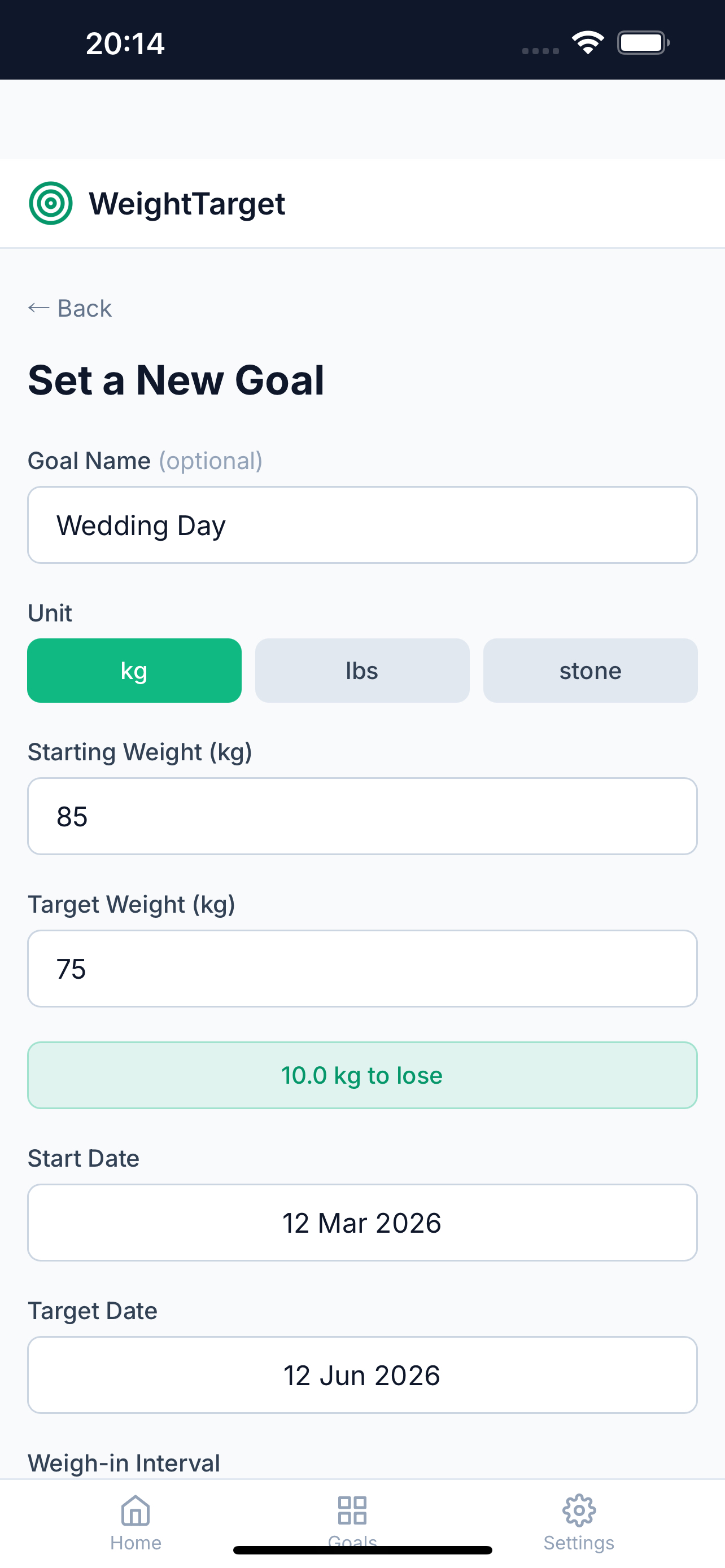 Set a new goal